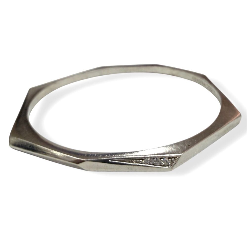Kendra Scott Aubrey Silver & Pave Crystals Octagon Bangle Bracelet Geometric